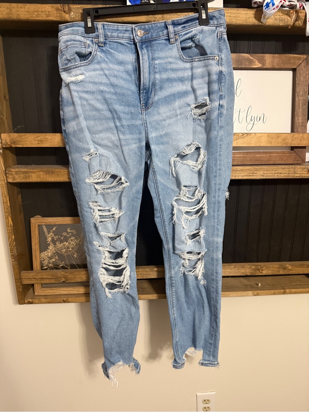 American Eagle Outfitters Light Blue Distressed Ripped Jeans